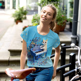 Celestial Crane Origami Women's Crop Tee with elegant design.